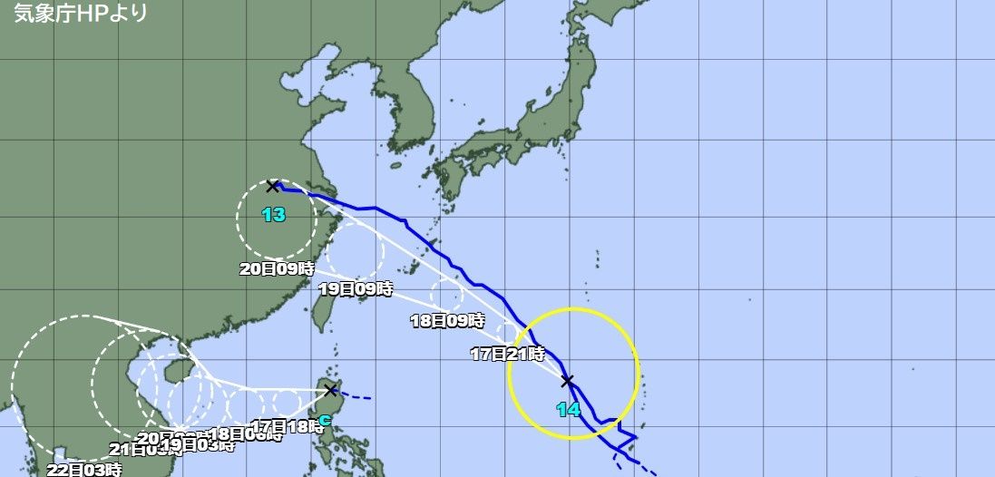 【台風14号】18日に奄美地方や沖縄地方に最接近のおそれ　県内は気圧の谷や湿った空気の影響で雨や雷雨のところも　《新潟》