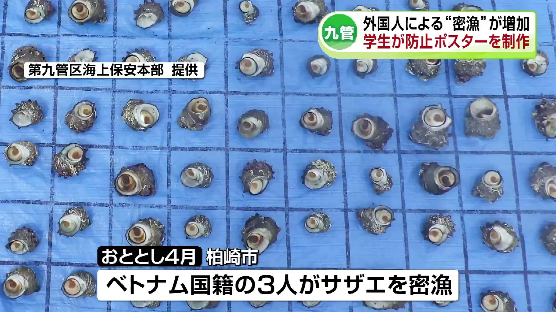 密漁禁止ポスター”制作した学生に感謝状 九管「外国人による密漁が増加