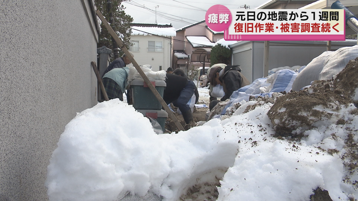 元日の地震から１週間　県内でも復旧作業・被害調査が続く　雪が積もる中後片付けに追われる人の姿も 《新潟》