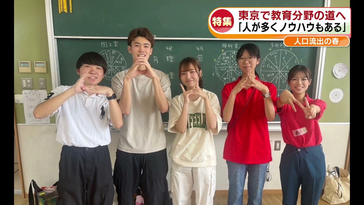 大学でサークル活動中の富永さん（最右）