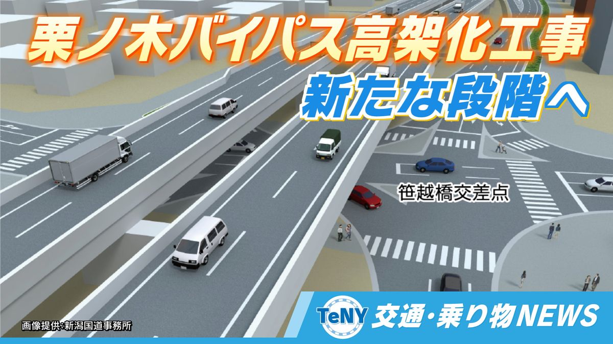 【交通・乗り物NEWS】「国道7号栗ノ木バイパス」23日早朝に紫竹山交差点で道路の切り替え工事　立体道路の橋りょうは年度内に着手へ　　