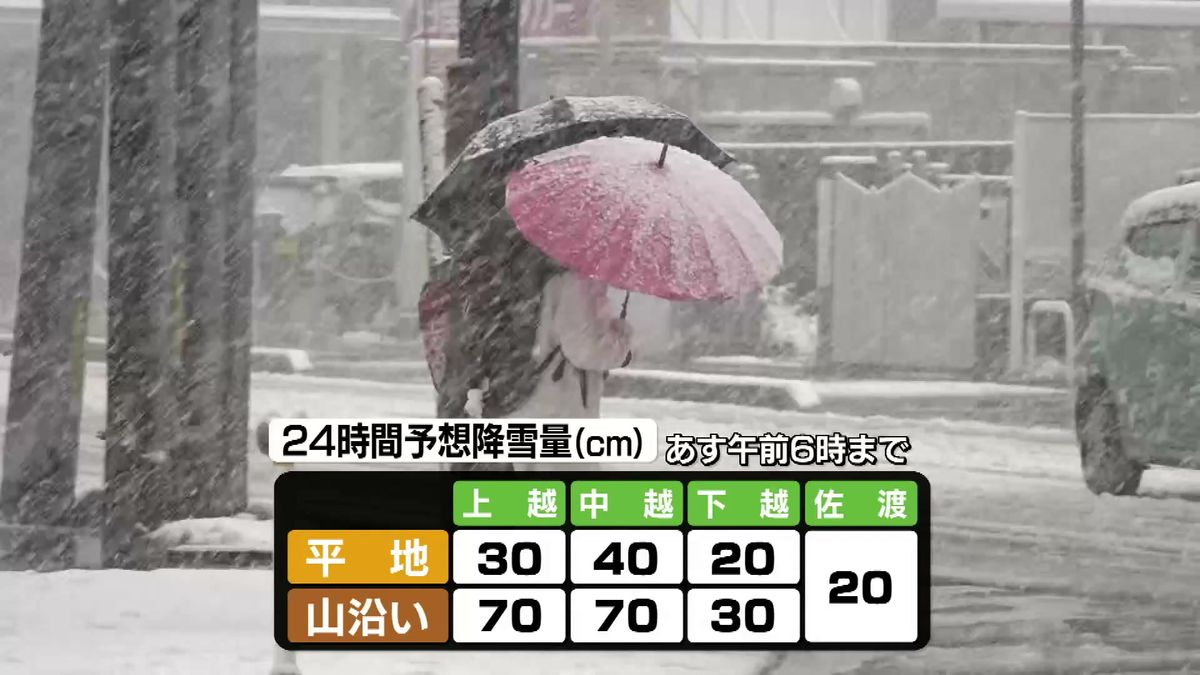 ２８日にかけて山沿い中心に大雪のおそれ　上・中越山沿いで最大７０センチ降雪予想　平地でも警戒を《新潟》