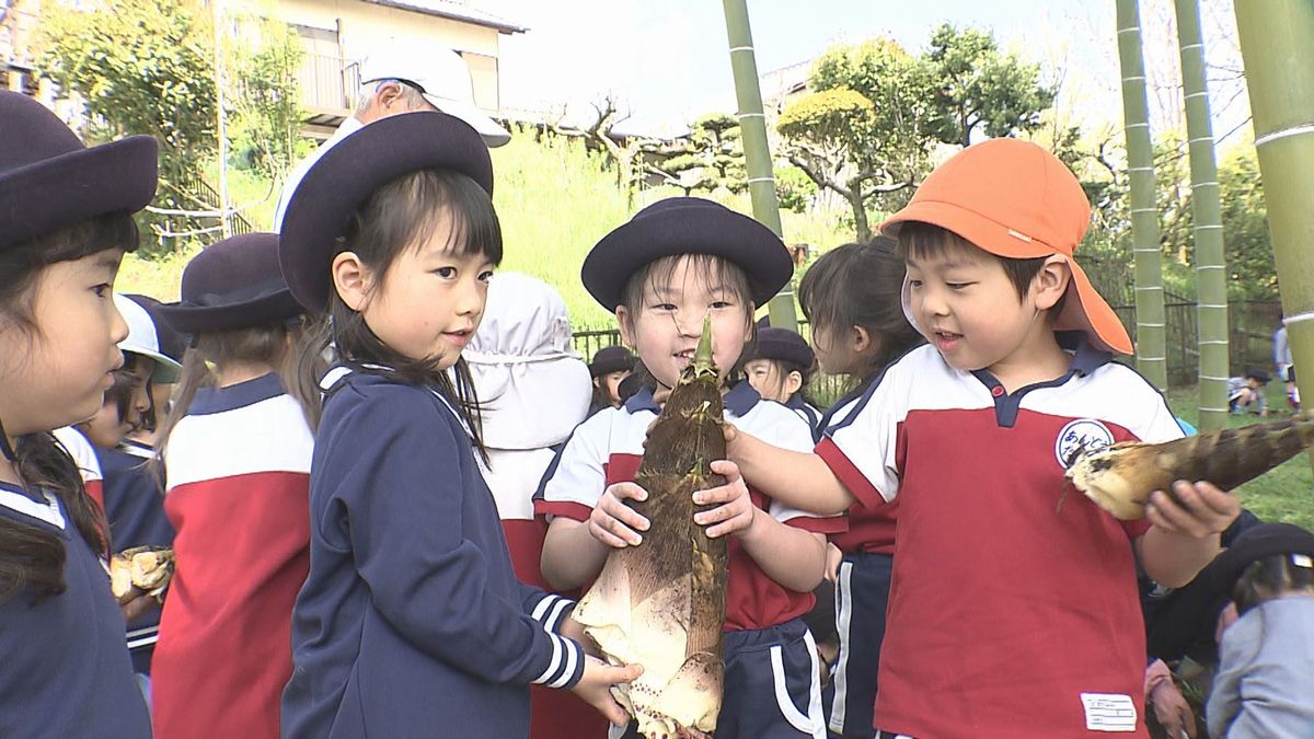 園児がたけのこ堀りに挑戦「結構重い」給食でたけのこご飯や煮物に　大分