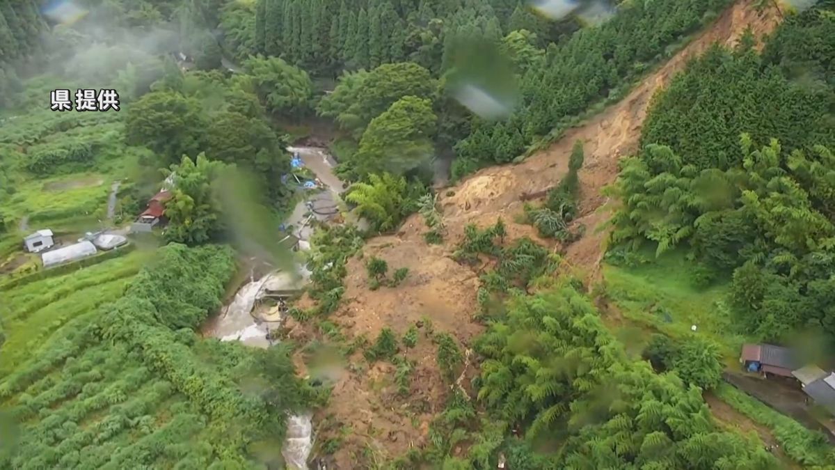 去年発生した大雨による大規模土砂崩れ　今月から始まる復旧工事について住民説明会　由布市・大分