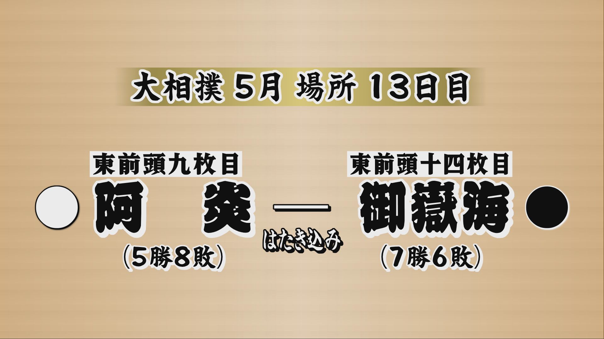【大相撲5月場所　13日目】御嶽海の勝ち越しはお預け　阿炎に敗れ7勝6敗