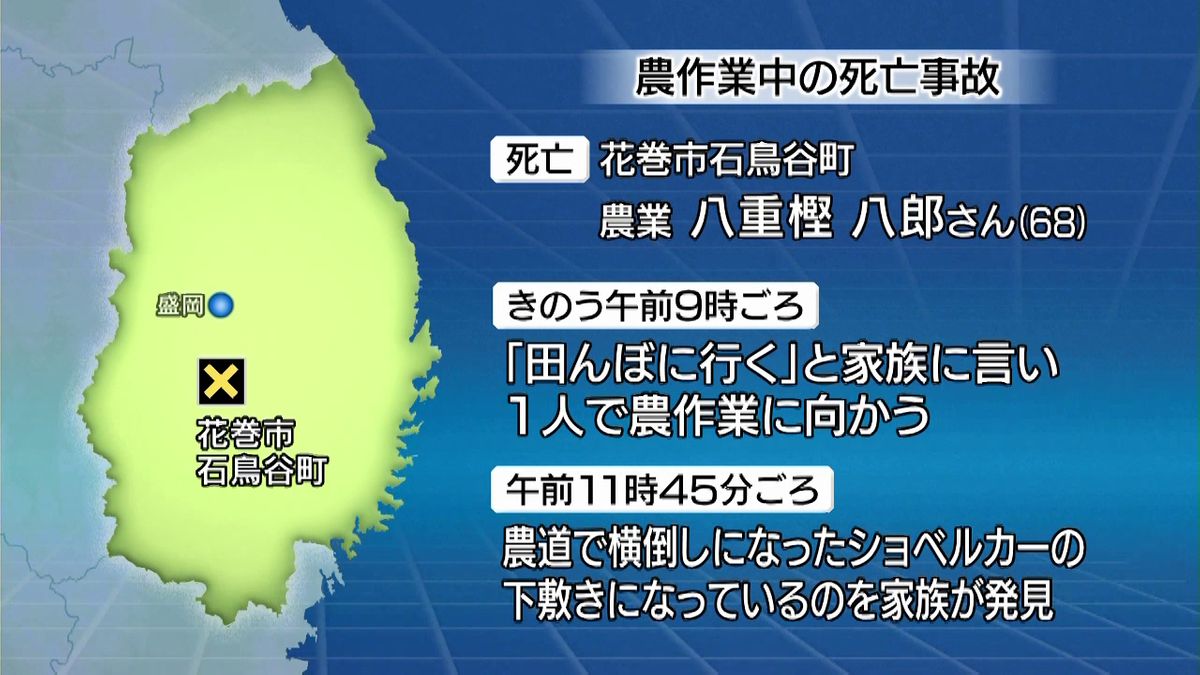 ショベルカーの下敷き　農作業中の68歳男性が死亡　岩手県花巻市