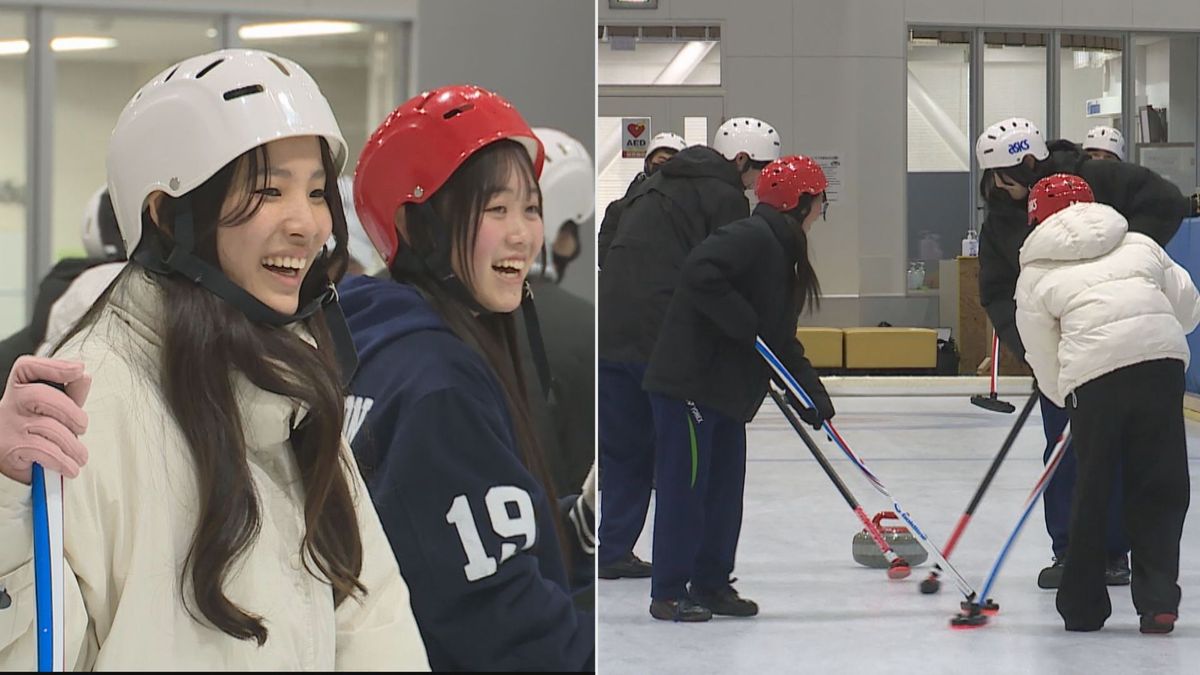 【挑戦】沖縄の高校生　カーリング体験　氷の感触に大興奮　岩手県立盛岡第四高校の姉妹校