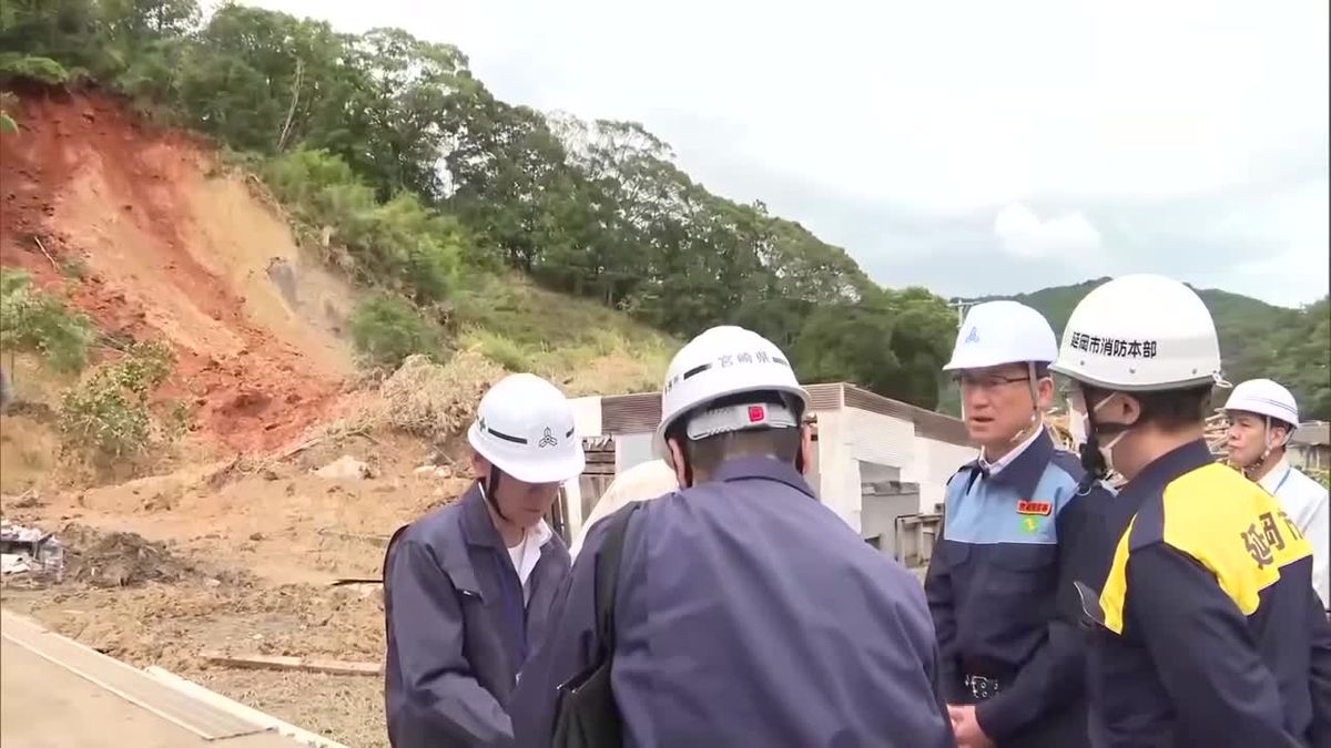 延岡市浦城町　大雨による土砂崩れで１人犠牲　河野知事が現地を視察