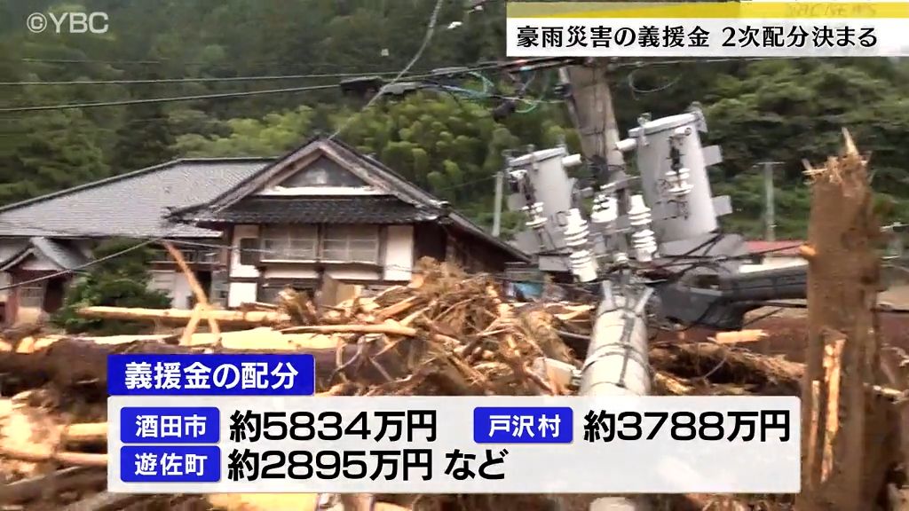 山形県7月豪雨災害への義援金1億6600万円余りを17市町村に2次配分