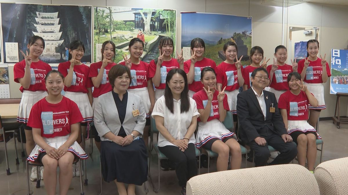 山形市のチアリーディングチームが全国大会を前に意気込み　中学生のみのメンバーで東北大会制す