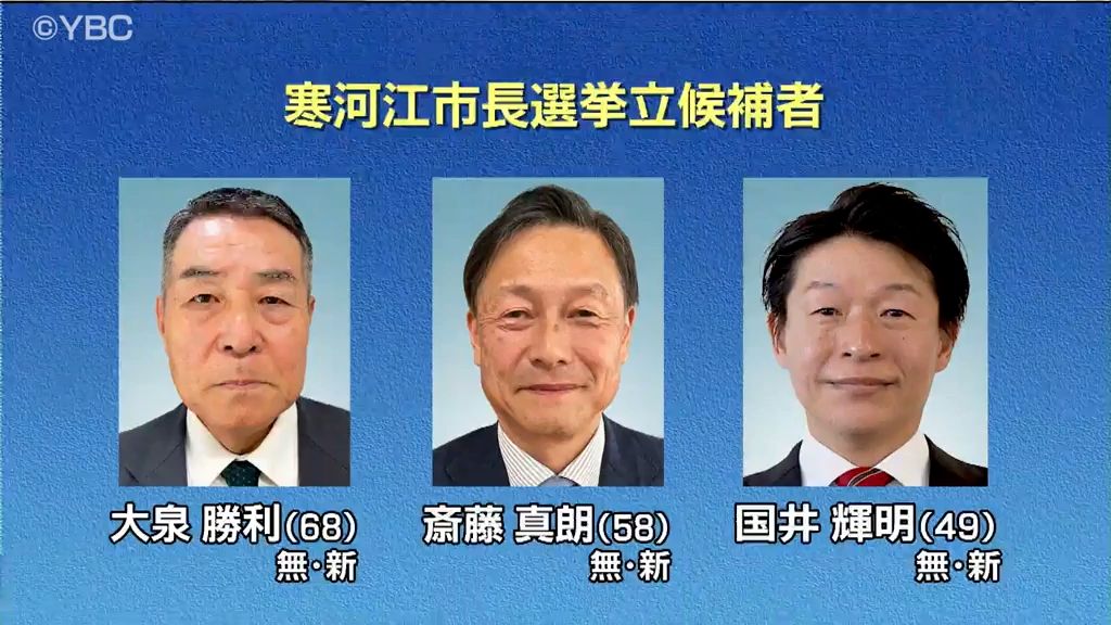 新人3人による選挙戦が確定　山形県寒河江市の市長選挙告示　16年ぶりの選挙戦に