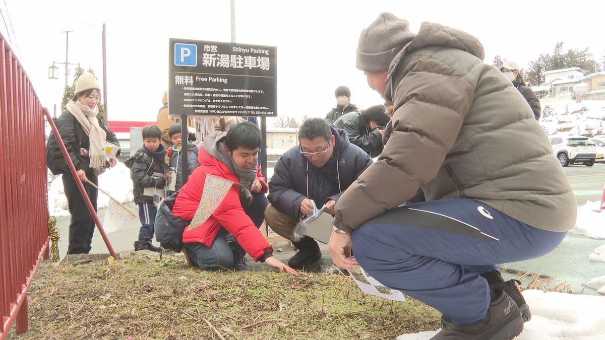 春の訪れを待つ草花を観察　学生らがかみのやま温泉街を散策し楽しむ　山形・上山市