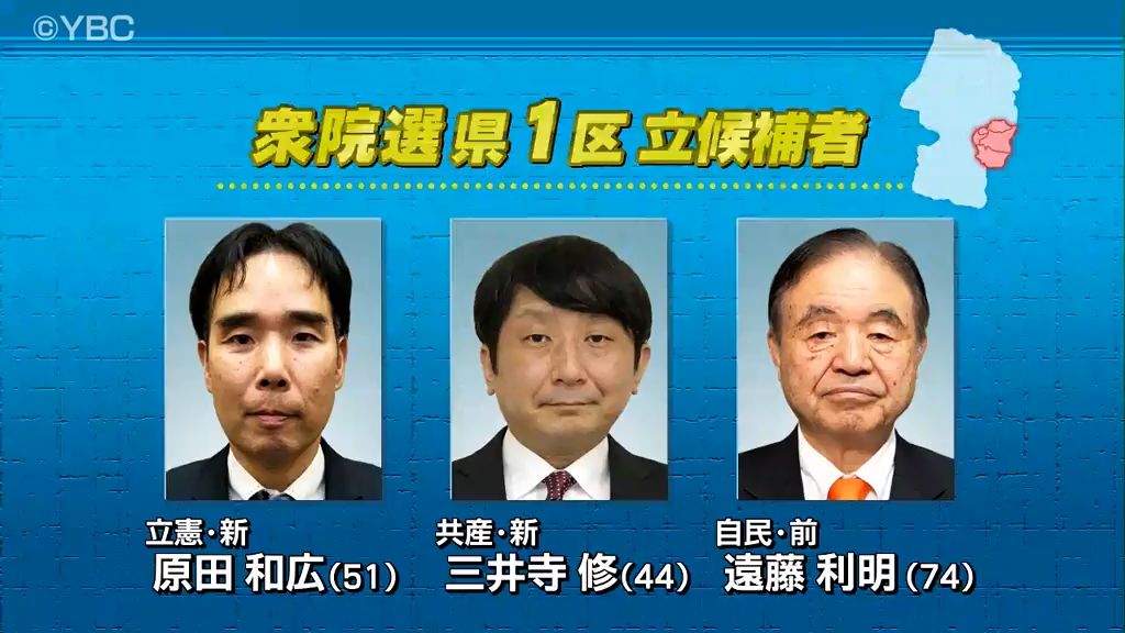 衆院選公示 山形県内3選挙区に計10人立候補届け出　県1区の3候補の第一声　