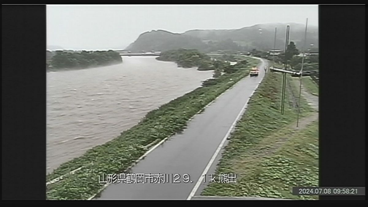 【午前10時現在】最上・西置賜地方に大雨警報　新庄市の一部に高齢者等避難　鶴岡市の赤川で氾濫注意水位