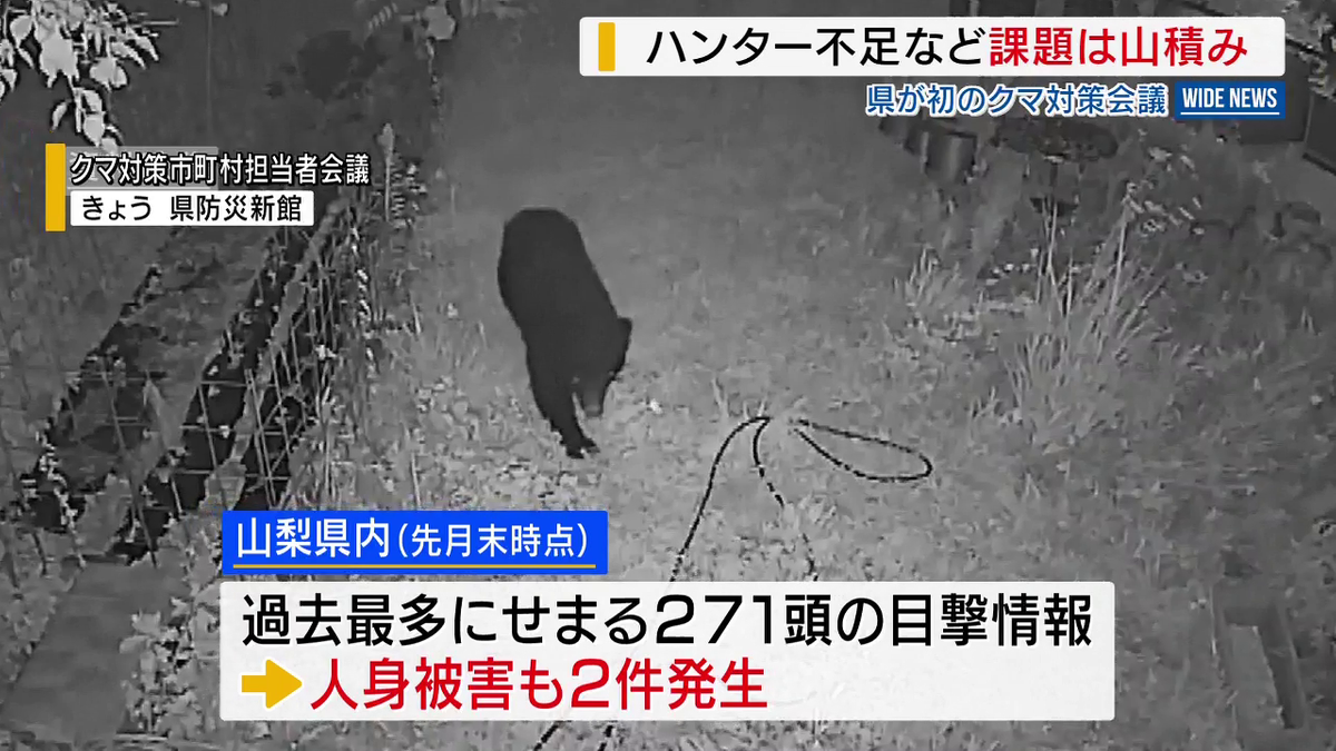先週末からクマ目撃相次ぐ 県が初のクマ対策会議 ハンター不足など課題