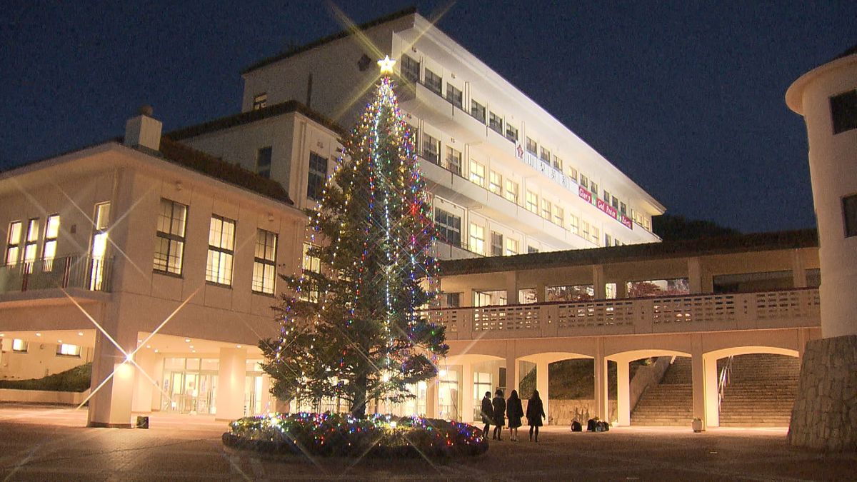 LED7000球の輝き 山梨英和中高でクリスマスツリーの点火式 山梨県