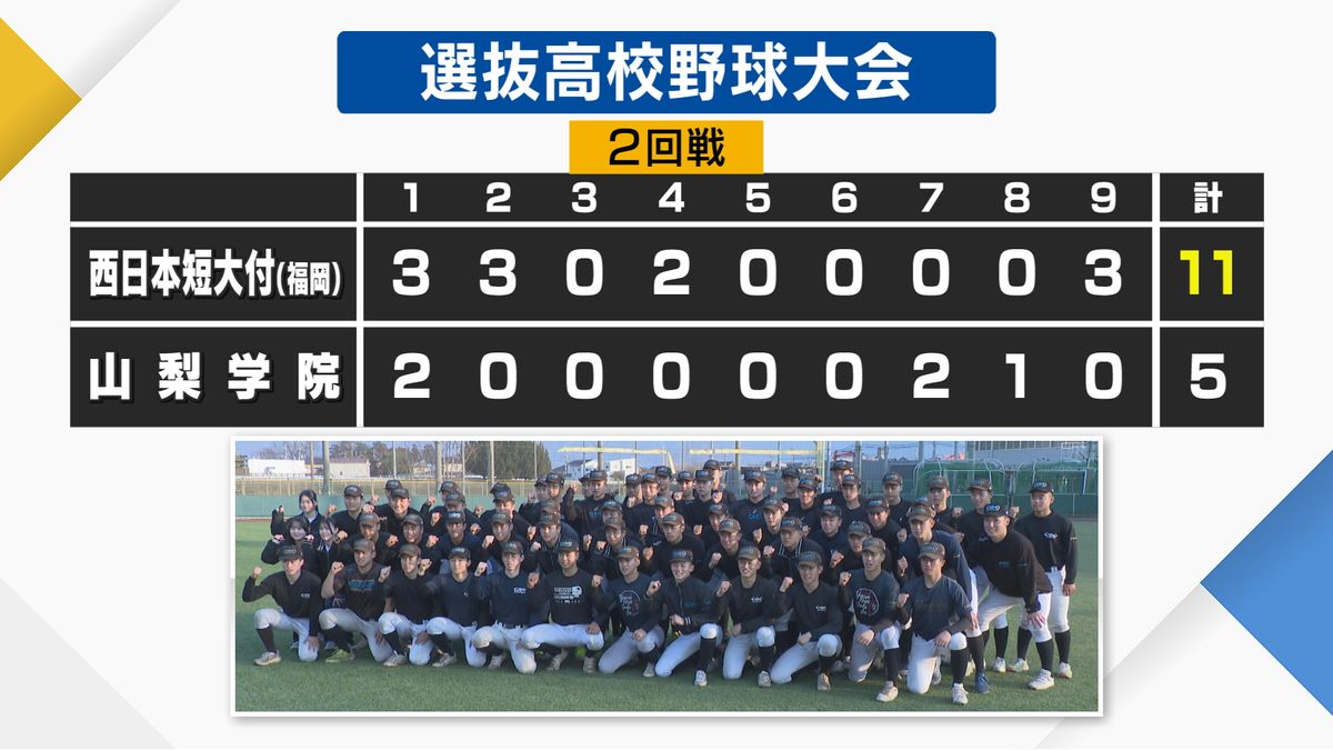 山梨学院 3年連続8強ならず センバツ2回戦 西日本短大付に敗れる 1年・菰田は152キロを記録