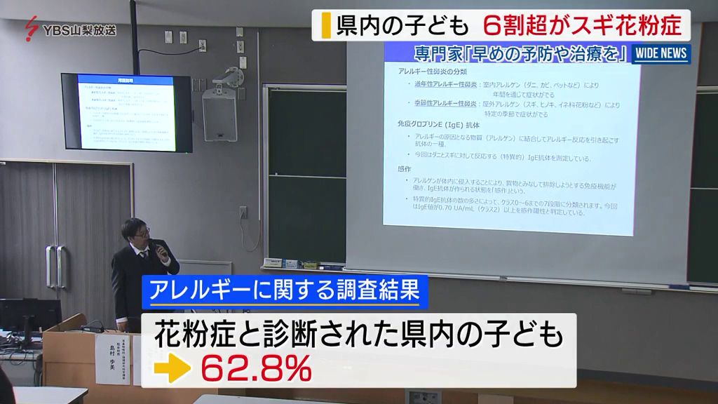 県内子どもの６割が花粉症か　山梨大が調査結果公表