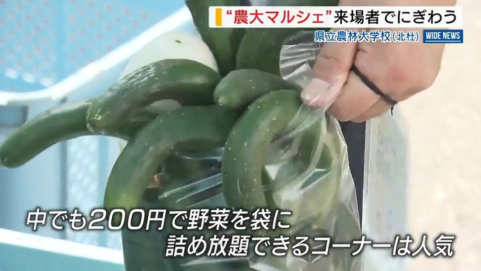 「農大マルシェ」にぎわう 訓練生が育てた農作物販売 “200円詰め放題”も 山梨・北杜市