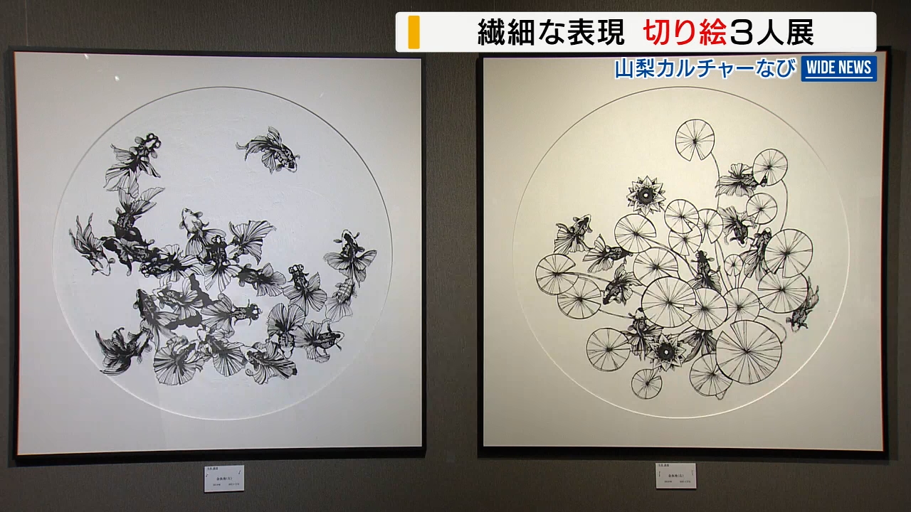 三者三様「作家の個性見比べて」切り絵作家3人による作品展 約80点を展示 山梨・身延町（2024年8月30日掲載）｜YBS NEWS NNN