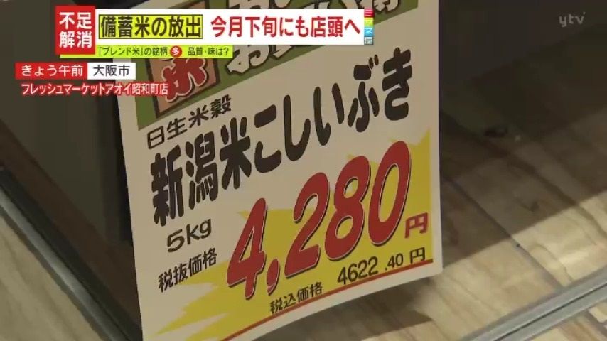 コメの価格は軒並み5キロ4000円超