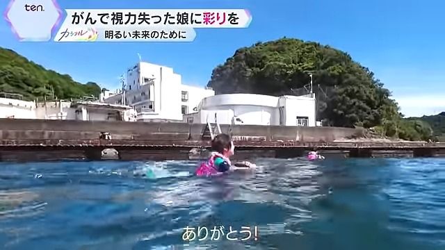 イルカと自由に泳ぐ2人