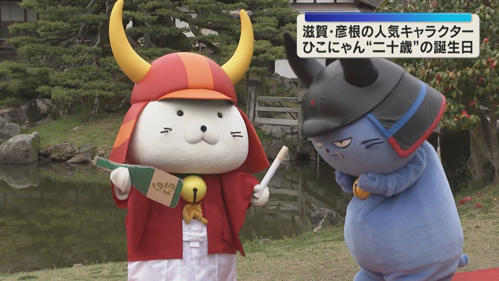 ひこにゃんが“二十歳”の誕生日でお祝いセレモニー お酒とたばこを模したチョコレートもプレゼント