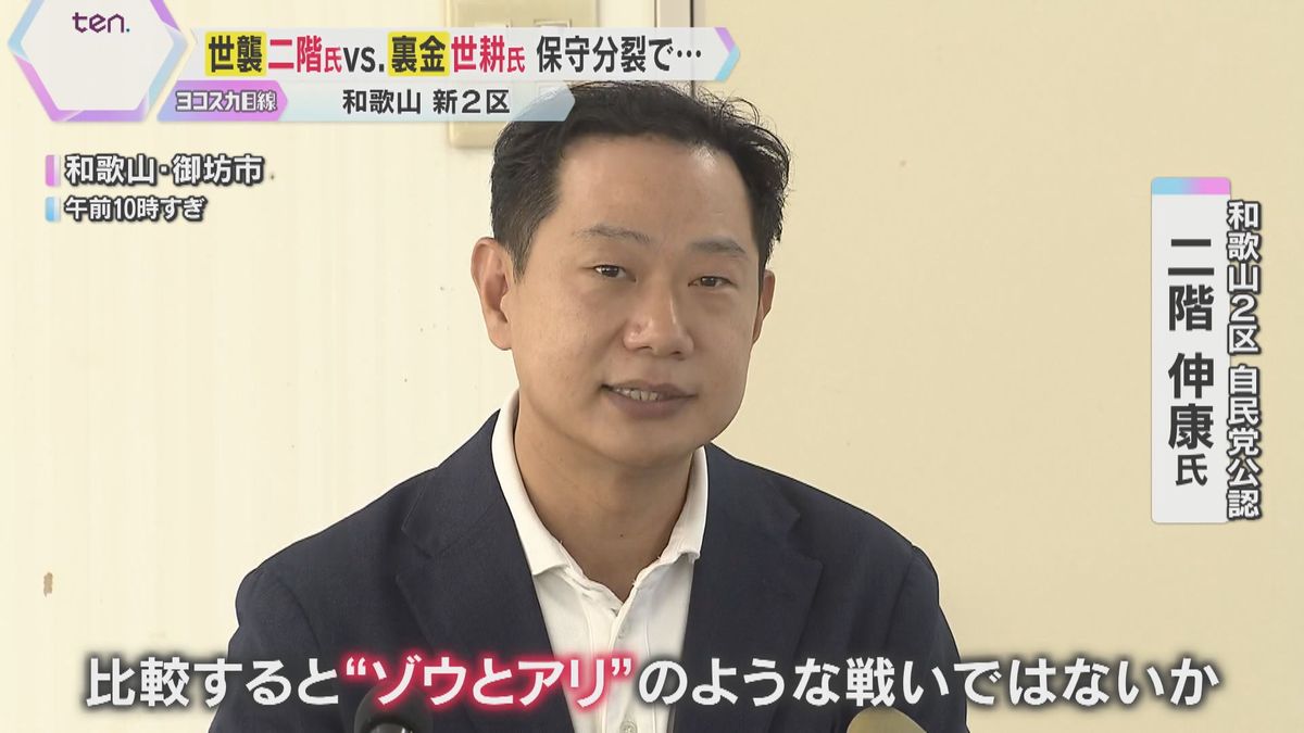 世耕氏との選挙戦を「ゾウとアリの戦い」二階元幹事長の三男の伸康氏会見「アリにも五分の魂」保守分裂　和歌山新2区