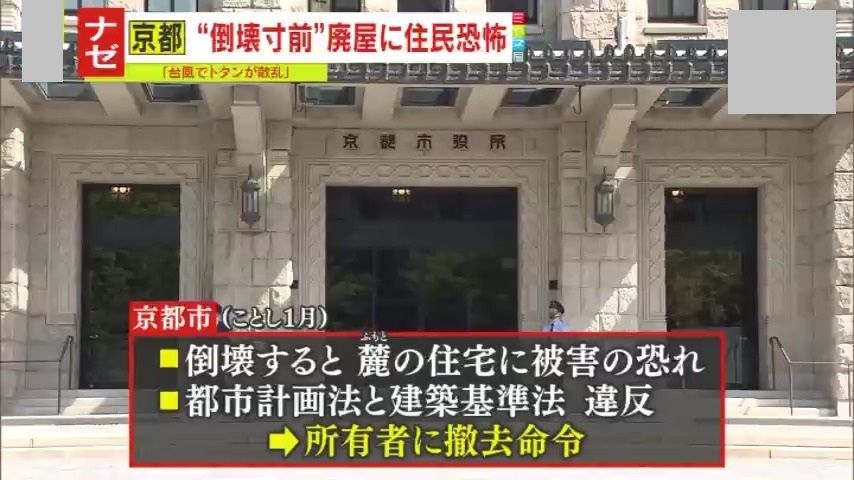 京都市は1軒の建物に除却命令