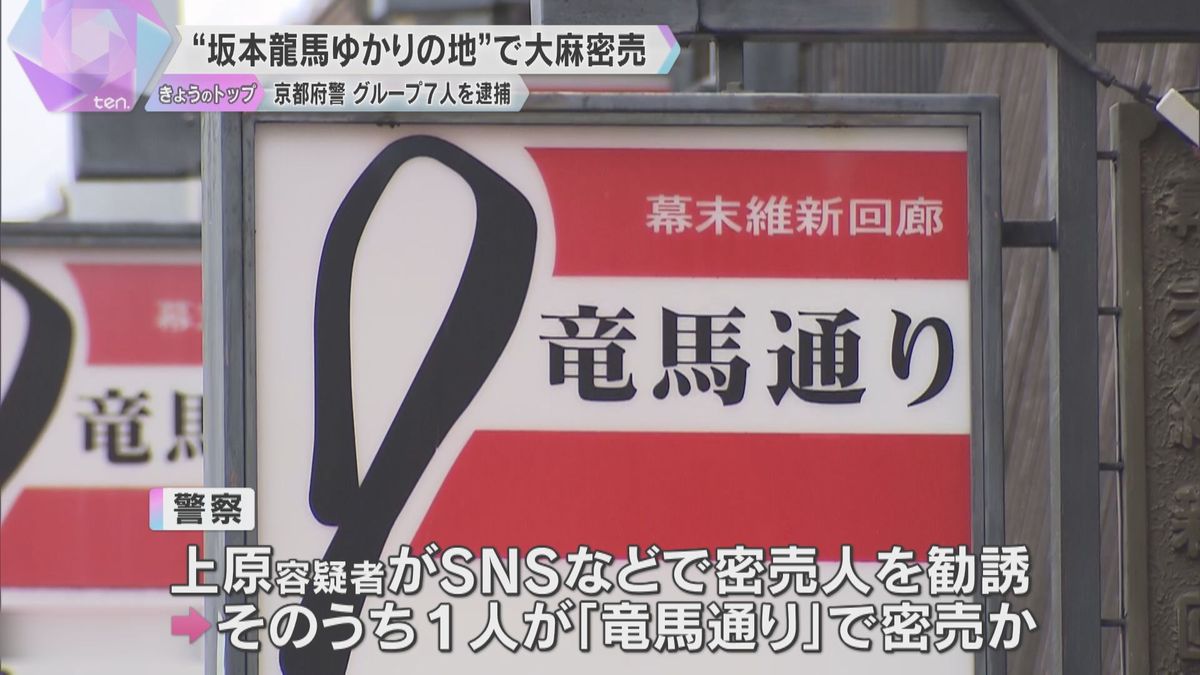 坂本龍馬ゆかりの地で…大麻密売の疑いで7人逮捕　近所の人からの臭いや騒音の苦情で発覚　京都市