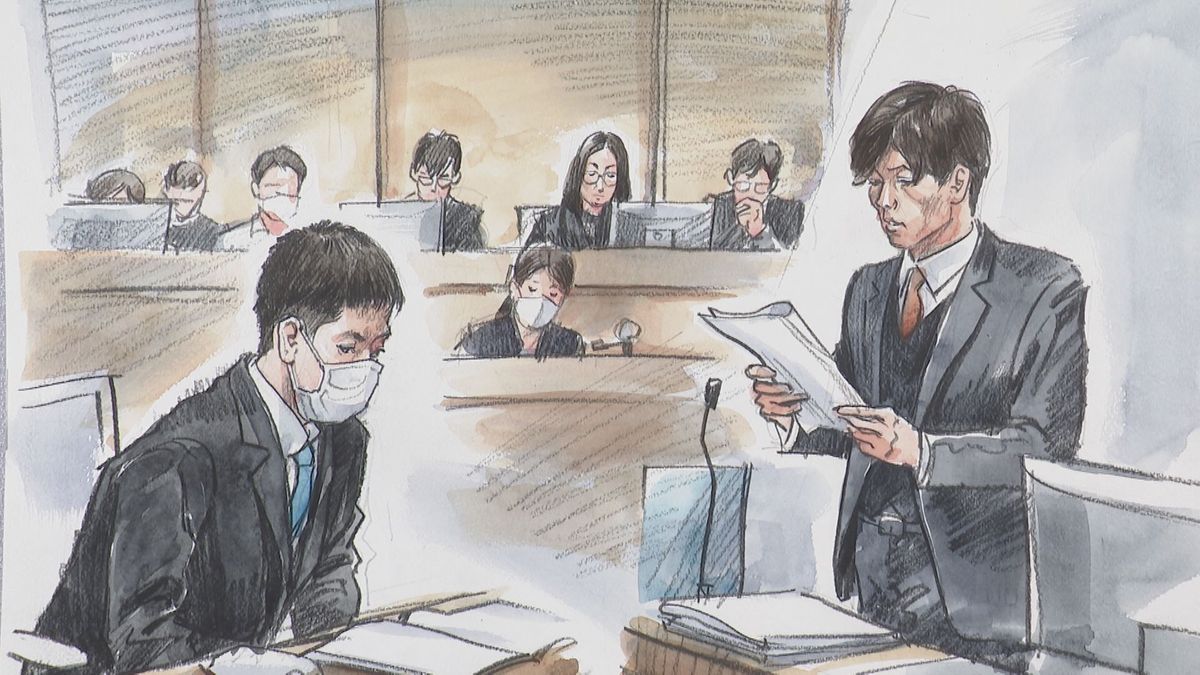 検察側の論告求刑と西光被告（画・竹本佐治　2月21日）