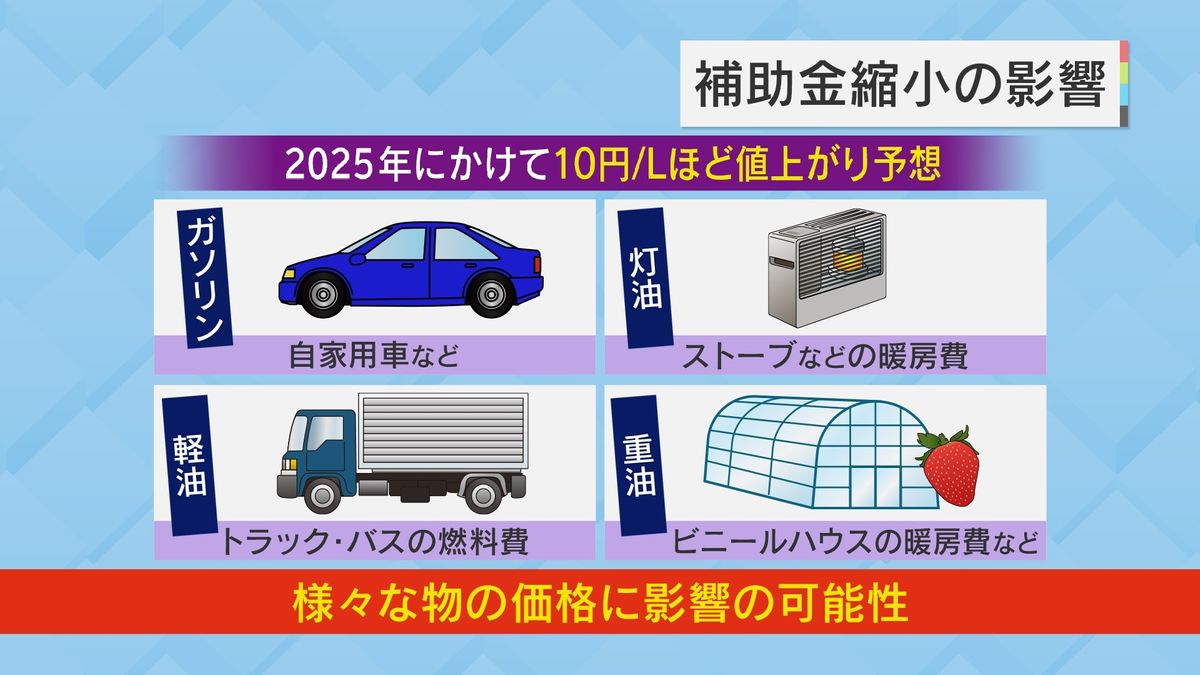 補助金縮小は様々な物の価格に影響か